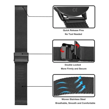 Dây Milanese Kim Loại cho Garmin Forerunner 165/255/55 - Tương Thích Lily 2, Vivomove HR, Venu SQ2 - Giá ưu đãi 69.141₫ 3