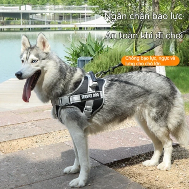 Dây ngực chó chống giật phản quang 360 - An toàn ban đêm, thoáng khí chó lớn