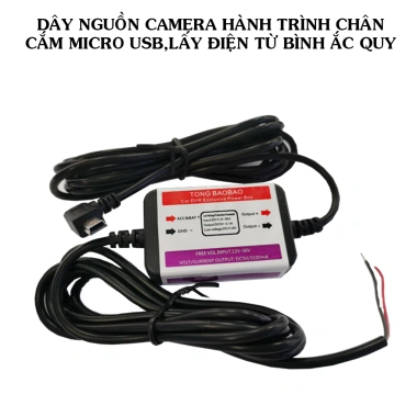 Dây nguồn camera hành trình mini USB, lấy điện từ bình ắc quy, hoạt động khi đỗ xe, giá 65.000₫