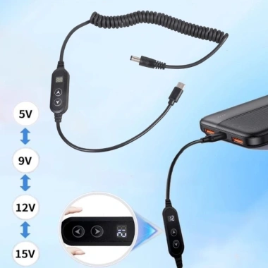 Dây nguồn USB‑C PD 5V 5x2.1mm, điều chỉnh, nhựa, dùng cho màn hình LED 104.500₫