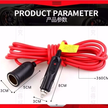 Dây Nối Dài Bật Lửa Thuốc Lá 12V/24V Công Suất Cao, Ổ Cắm Điện Xe Ô Tô, Đậm Bền