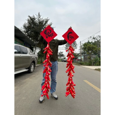 Dây pháo giả decor Tết dài 1.5m giấy bìa - Giá ưu đãi 230k, trang trí sinh động