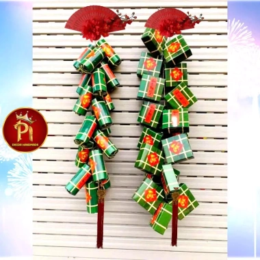 Dây pháo giả khổng lồ set phụ kiện bánh chưng, giò giấy bìa in sắc nét, bóng bền – giảm còn 279.000₫