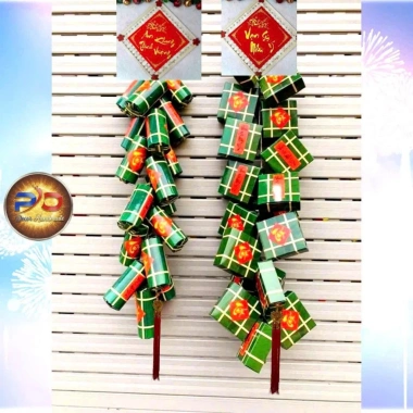 Dây pháo giả Tết set phụ kiện bánh chưng, giò giấy bìa in sắc nét, cỡ lớn 299k