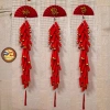 Dây pháo giấy nhung đỏ Tết - Quạt bán nguyệt chữ thư pháp nhũ vàng tua ngọc, nhà cửa lớn 159.000đ