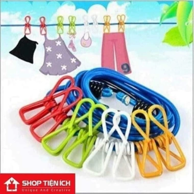 Dây phơi đồ 12 kẹp chất liệu bền, giá rẻ 38.000₫ - Dễ lắp, tiết kiệm không gian