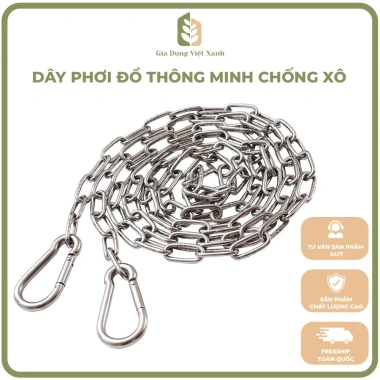 Dây phơi đồ thông minh inox 304 chống xô, chống bay kèm móc khóa 2 đầu - 40.000₫