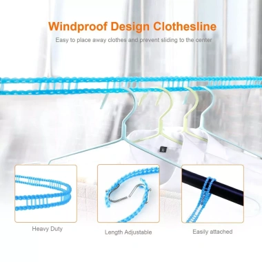Dây phơi quần áo di động Fanngo 16,4 ft 3 gói Nylon chống gió, điều chỉnh dễ dàng - Xanh dương cho du lịch, cắm trại, gia đình