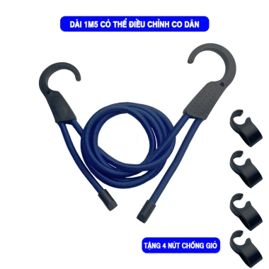 Dây phơi quần áo di động TICAUTO Thun bọc dù cao cấp, bền bỉ, dùng cho ô tô NT16