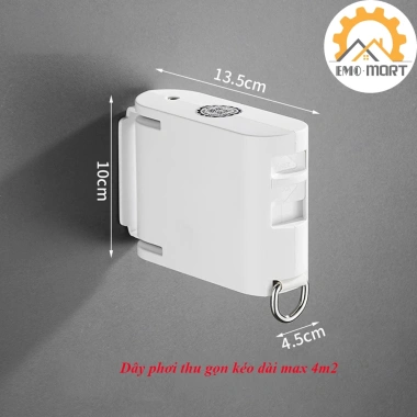 Dây phơi quần áo EMOMART không khoan, chịu tải 25kg, chống trượt gió, chống gỉ cao cấp