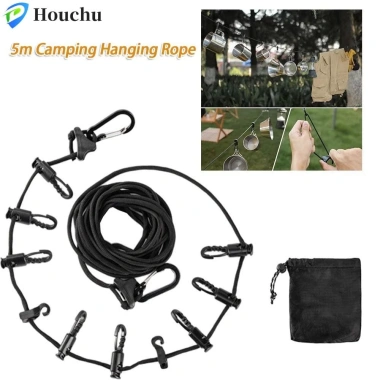 Dây phơi quần áo HOUCHU 10 móc chống gió, điều chỉnh, tiết kiệm không gian - 84.920₫