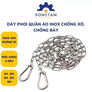Dây phơi quần áo INOX 304 CHỐNG XÔ 5 mét - Độ bền cao, Giá ưu đãi 27.000₫