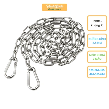 Dây phơi quần áo inox xích 2 đầu - Chống xô, đa kích thước, 2 móc chắc
