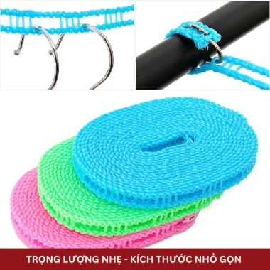 Dây phơi quần áo RAKUNET 5m ngoài trời nhỏ gọn chống trượt không cần cặp 17.900 VND 2