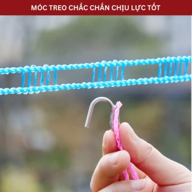 Dây phơi quần áo RAKUNET 5m ngoài trời nhỏ gọn chống trượt không cần cặp 17.900 VND 4
