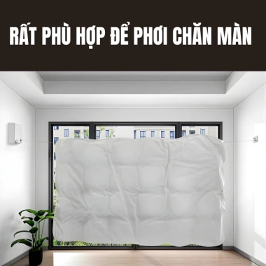 Dây Phơi Quần Áo Rút Gọn HIKARI Inox 304 - Chịu 30kg, Không Khoan, Dài 4.2m EC-11 6 Dây Phơi Quần Áo Rút Gọn HIKARI Inox 304 - Chịu 30kg, Không Khoan, Dài 4.2m EC-11 6