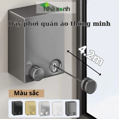 Dây phơi quần áo rút gọn thông minh gắn tường cao cấp 4.2m - Giá chỉ 190.000₫