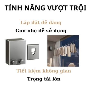 Dây phơi quần áo rút gọn thông minh gắn tường cao cấp 4.2m - Giá chỉ 190.000₫