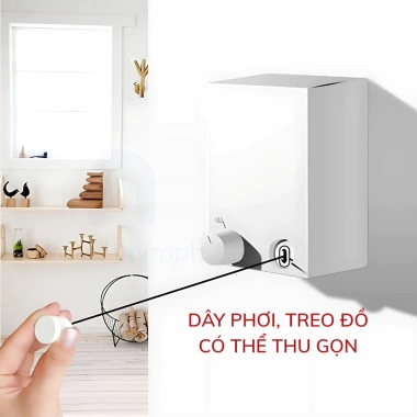 Dây phơi quần áo rút gọn Waternymph - Giàn phơi thông minh dán tường, khoan lỗ tiện lợi, giá chỉ 164.769₫