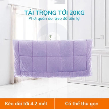 Dây phơi quần áo rút gọn Waternymph - Giàn phơi thông minh dán tường, khoan lỗ tiện lợi, giá chỉ 164.769₫