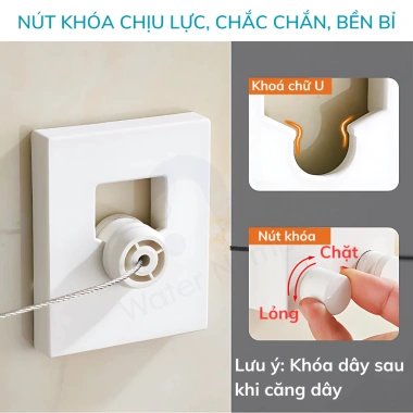 Dây phơi quần áo rút gọn Waternymph - Giàn phơi thông minh dán tường, khoan lỗ tiện lợi, giá chỉ 164.769₫