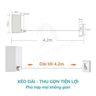 Dây phơi quần áo rút gọn Waternymph - Giàn phơi thông minh dán tường, khoan lỗ tiện lợi, giá chỉ 164.769₫ 7 Dây phơi quần áo rút gọn Waternymph - Giàn phơi thông minh dán tường, khoan lỗ tiện lợi, giá chỉ 164.769₫ 7