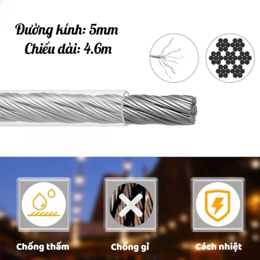 Dây phơi quần áo TDHome sợi cáp bọc nhựa siêu bền, đa năng có móc khóa, chịu lực cao HH465 - giảm giá 21% chỉ 74.000₫