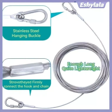 Dây phơi quần áo thép không gỉ Eshylala 3-15m, chống gió, di động, dùng trong nhà và ngoài trời, giá ưu đãi 87.120 2