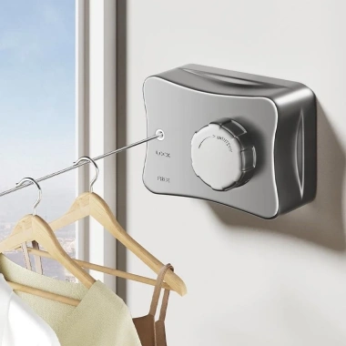 Dây Phơi Quần Áo Thép Không Gỉ Gập Gọn Treo Tường, Không Cần Đục Lỗ, Dễ Lắp Đặt, Tiết Kiệm Không Gian