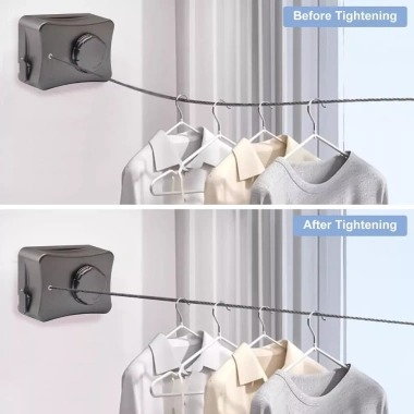 Dây Phơi Quần Áo Thép Không Gỉ Gập Gọn Treo Tường, Không Cần Đục Lỗ, Dễ Lắp Đặt, Tiết Kiệm Không Gian