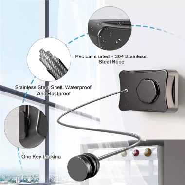 Dây Phơi Quần Áo Thép Không Gỉ Gập Gọn Treo Tường, Không Cần Đục Lỗ, Dễ Lắp Đặt, Tiết Kiệm Không Gian 9 Dây Phơi Quần Áo Thép Không Gỉ Gập Gọn Treo Tường, Không Cần Đục Lỗ, Dễ Lắp Đặt, Tiết Kiệm Không Gian 9