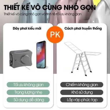 Dây phơi quần áo vô hình - treo phòng tắm, ban công, không gian gọn, chịu tải cao, 155.000đ 6 Dây phơi quần áo vô hình - treo phòng tắm, ban công, không gian gọn, chịu tải cao, 155.000đ 6