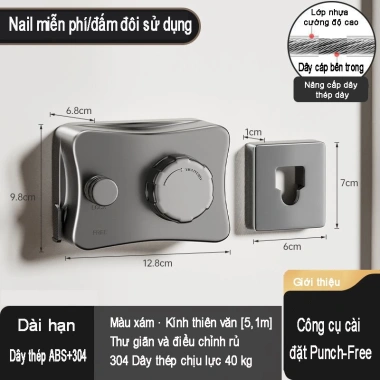 Dây phơi quần áo vô hình - treo phòng tắm, ban công, không gian gọn, chịu tải cao, 155.000đ
