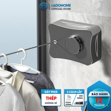 Dây phơi tàng hình LADOHOME LH-6.474 dài 5.1m - Treo tắm, ban công, ngoài trời, 225.000₫