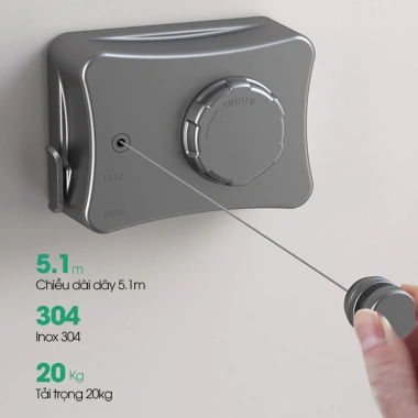 Dây phơi tàng hình LADOHOME LH-6.474 dài 5.1m - Treo tắm, ban công, ngoài trời, 225.000₫ 3 Dây phơi tàng hình LADOHOME LH-6.474 dài 5.1m - Treo tắm, ban công, ngoài trời, 225.000₫ 3