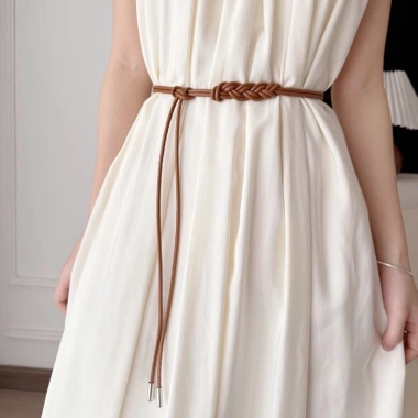 Dây PU boho nữ, nút thắt điều chỉnh, màu đen trắng, giá 64.997 VND