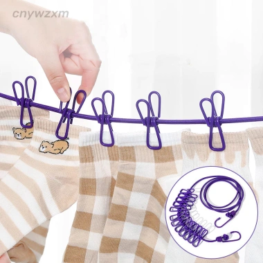 Dây Quần Áo Du Lịch 12 Kẹp Chống Gió, Chống Trượt, Co Giãn, Dễ Treo Cắm Trại Ngoài Trời - 73.7k 6