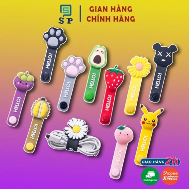 Dây quấn cáp S P có kẹp thu gọn cáp sạc tai nghe hoạt hình giá 8.721 VND