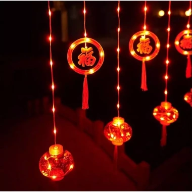 Dây Rèm Đèn Lồng LED Đỏ Treo Cổng Trang Trí Tết Ban Công Lung Linh 149.000 VND 3
