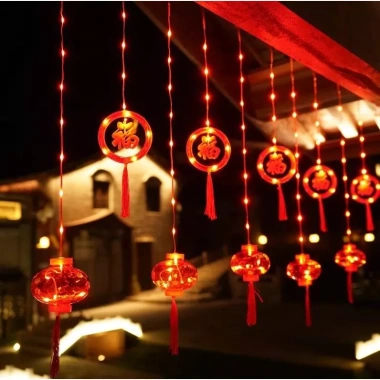 Dây Rèm Đèn Lồng LED Đỏ Treo Cổng Trang Trí Tết Ban Công Lung Linh 149.000 VND 5