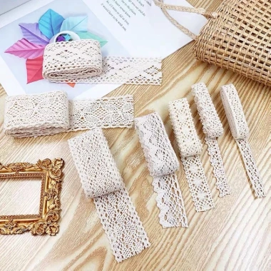 Dây ren trang trí màu trắng ngà 1 mét - Nhiều mẫu giá rẻ Tada Craft 4 Dây ren trang trí màu trắng ngà 1 mét - Nhiều mẫu giá rẻ Tada Craft 4