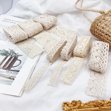 Dây ren trang trí màu trắng ngà 1 mét - Nhiều mẫu giá rẻ Tada Craft 5 Dây ren trang trí màu trắng ngà 1 mét - Nhiều mẫu giá rẻ Tada Craft 5