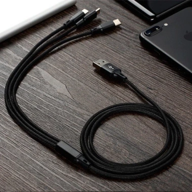 Dây Sạc 3 Đầu Đa Năng, Siêu Bền, Sạc Nhanh USB‑C/Android/iPhone, Chống Đứt Gãy 25.000₫ 2