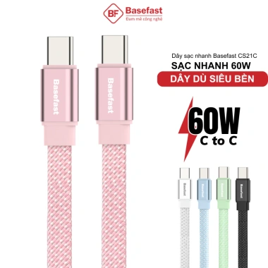 Dây sạc nhanh 60W Type C Basefast cáp bện dù chống gãy, phù hợp Phone 15/16/17 Samsung Oppo Xiaomi Dây sạc nhanh 60W Type C Basefast cáp bện dù chống gãy, phù hợp Phone 15/16/17 Samsung Oppo Xiaomi