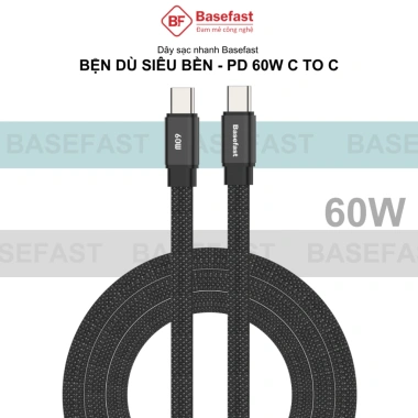 Dây sạc nhanh 60W Type C Basefast cáp bện dù chống gãy, phù hợp Phone 15/16/17 Samsung Oppo Xiaomi 2 Dây sạc nhanh 60W Type C Basefast cáp bện dù chống gãy, phù hợp Phone 15/16/17 Samsung Oppo Xiaomi 2
