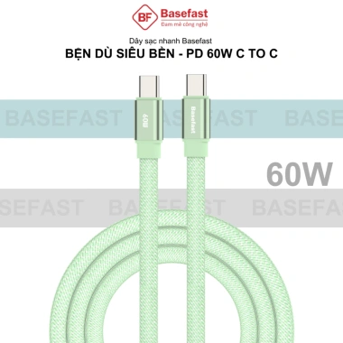 Dây sạc nhanh 60W Type C Basefast cáp bện dù chống gãy, phù hợp Phone 15/16/17 Samsung Oppo Xiaomi 4 Dây sạc nhanh 60W Type C Basefast cáp bện dù chống gãy, phù hợp Phone 15/16/17 Samsung Oppo Xiaomi 4