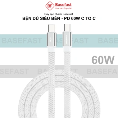 Dây sạc nhanh 60W Type C Basefast cáp bện dù chống gãy, phù hợp Phone 15/16/17 Samsung Oppo Xiaomi 5 Dây sạc nhanh 60W Type C Basefast cáp bện dù chống gãy, phù hợp Phone 15/16/17 Samsung Oppo Xiaomi 5