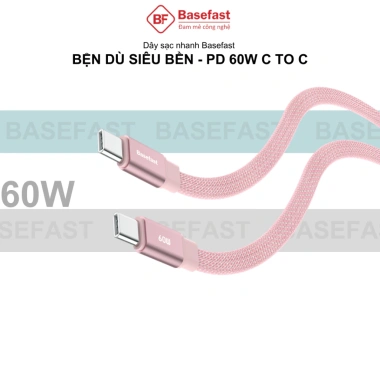 Dây sạc nhanh 60W Type C Basefast cáp bện dù chống gãy, phù hợp Phone 15/16/17 Samsung Oppo Xiaomi