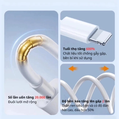 Dây sạc nhanh PD60W Type C cáp dù bện lưới chống đứt gẫy cho iPhone 15/16/17 Pro Max, không loạn, 42.000đ 6