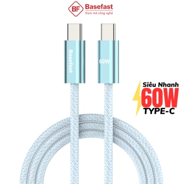 Dây sạc nhanh Type C 60W Basefast C to C bọc dù siêu bền cho Phone 15 17, Samsung, Xiaomi - chỉ 90.000đ 2